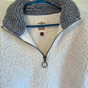 Women's Size XS SO COZY SOFTEST SHERPA Pullover Faux Fur Coconut White W/ Zipper